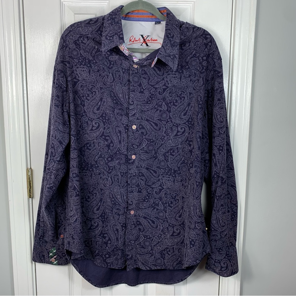 Robert Graham Paisley Button Down Long Sleeve Top Size 2XL